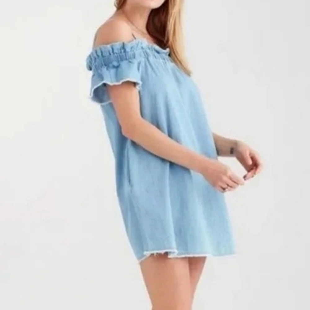 {7 for All Mankind} Soft Blue Skies Flounce Dress Size Medium